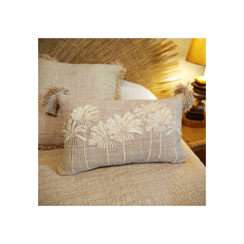 Coussin brodé en coton 100% naturel - ALIA NATURE