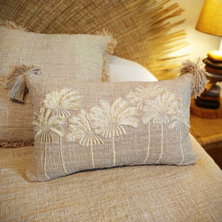 Coussin brodé en coton 100% naturel - ALIA NATURE